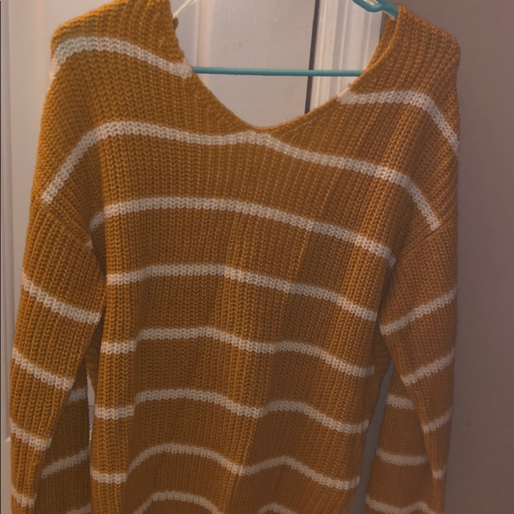 Striped mustard sweater